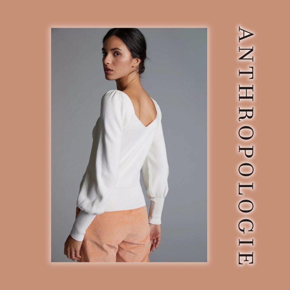 Anthropologie Sweetheart Puff-Sleeved Sweater (size S)